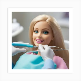 Barbie at the dentist Art Print