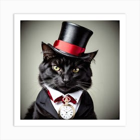 Cat Top Hat Art Print