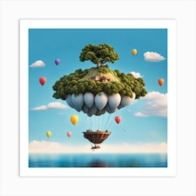 House On A Hot Air Balloon Art Print