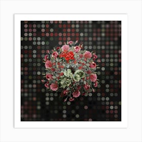 Vintage Scarlet Geranium Flower Wreath on Dot Bokeh Pattern n.0222 Art Print