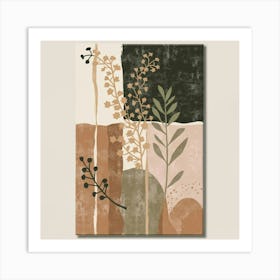 Abstract boho wall art in beige and green 10 Art Print