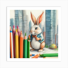 Rabbit In The City 3 Art Print