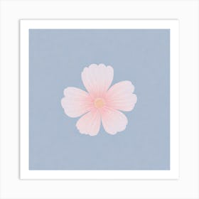 A White And Pink Flower In Minimalist Style Square Composition 684 Art Print