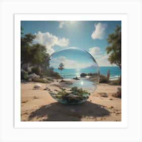 Glass Ball On The Beach Art Print