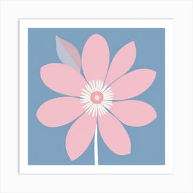 A White And Pink Flower In Minimalist Style Square Composition 234 Art Print