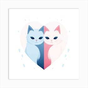 Two Cats In A Heart Art Print