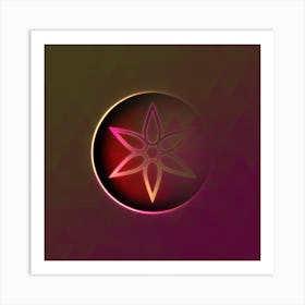 Geometric Neon Glyph on Jewel Tone Triangle Pattern 256 Art Print
