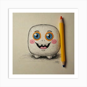 Cute Monster Drawing Art Print