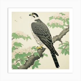 Ohara Koson Inspired Bird Painting Falcon 8 Square Art Print