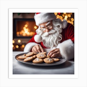 Santa Claus Eating Cookies 20 Art Print