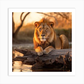 Lion At Sunset Art Print