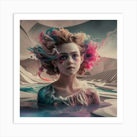 Girl In The Water Art Print