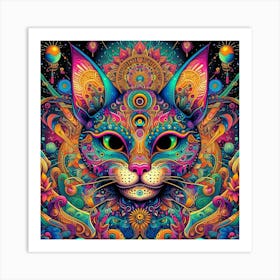 Psychedelic Cat 7 Art Print