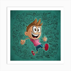 Cartoon Boy Running Art Print