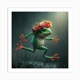 Frog With Flowers 1 Art Print