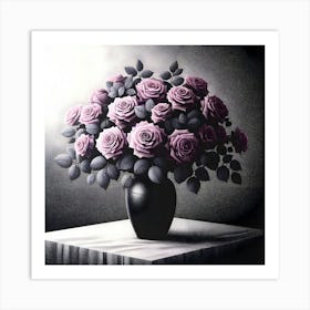 Purple Roses In A Vase 10 Art Print