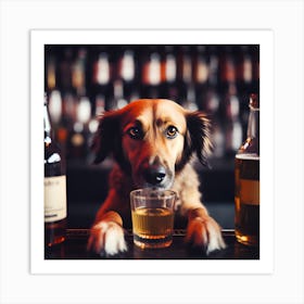 Dog in Bar Art Print