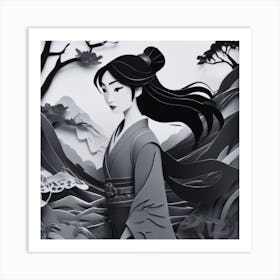 Black and White Woman Art Print