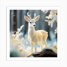 Deer In The Snow Art Print