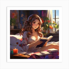 Anime Girl Reading A Book 1 Art Print