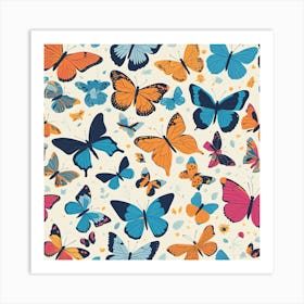 Seamless Pattern With Butterflies Art Print