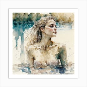 Woman In Water Art Print