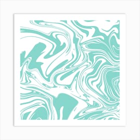 Liquid Contemporary Abstract Light Teal and White Swirls - Retro Liquid Swirl Lava Lamp Pattern Art Print