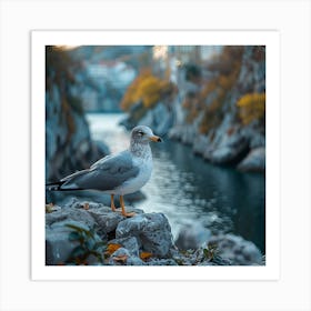 Seagull In Autumn Art Print