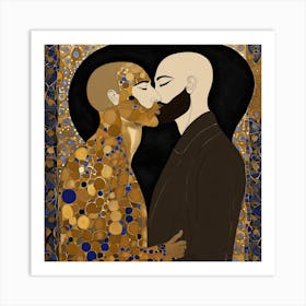 Gay Kiss Gustav Klimt style Art Print