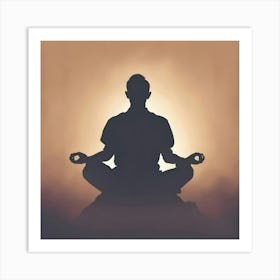 Silhouette Of A Man Meditating Art Print