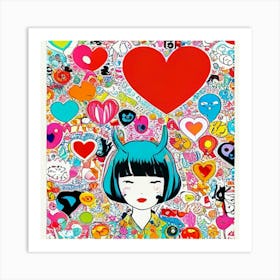 Girl With Heart Art Print