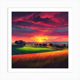 Countryside Colours at Sunset Art Print