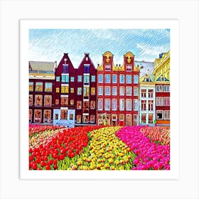 Amsterdam Tulips art prints Art Print