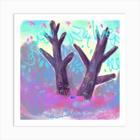 Tiny house in the forest whimsical Art Print