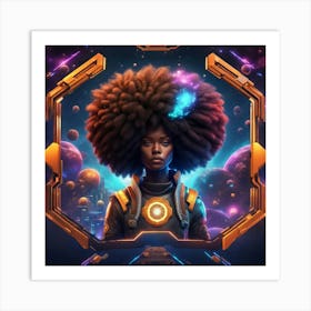 Afro Girl In Space Art Print