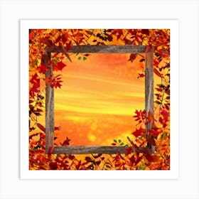 Autumn Themed Frame Embracing The Bright Sunlit Hues Of Fall Foliage Intricately Woven Design Of (1) Art Print