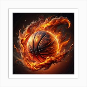 Basketball On Fire Art Print