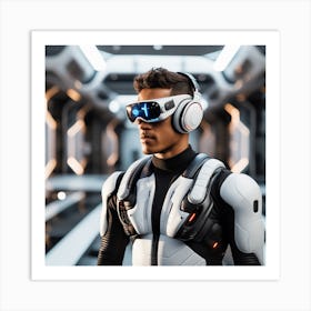 Futuristic Man In Space Suit Art Print
