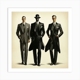 Art Deco men's Silhouettes Art Print