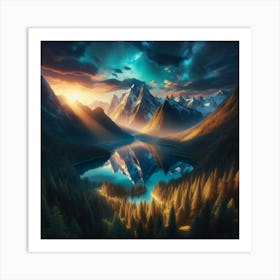 Sunrise In The Mountains 27 Art Print