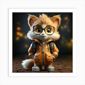 Cat In Glasses Art Print