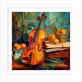 Violin And Oranges Art Print