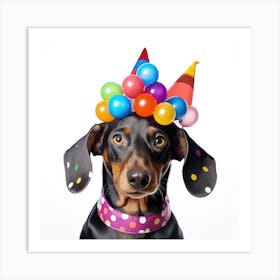 Dachshund With Party Hat Art Print