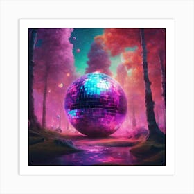 Disco Ball In The Forest 1 Art Print