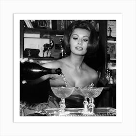 Sophia Loren Pouring Champagne 2 Art Print