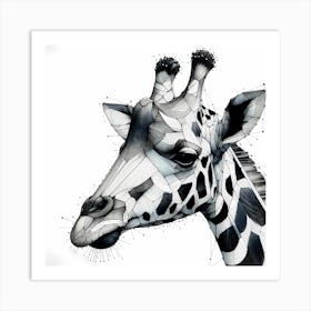 Giraffe Head - Abstract Line Art Illustration 134 Art Print