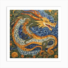 Mosaic dragon Art Print