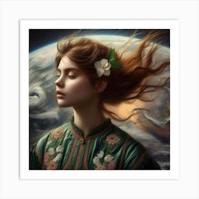 Girl With Flowers 1 Art Print