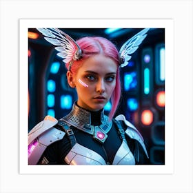 Futuristic Girl With Wings 9 Art Print