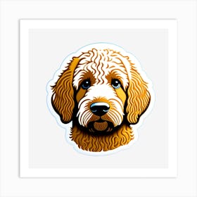 Cute Golden Doodle Face Die Cut Sticker Art Print